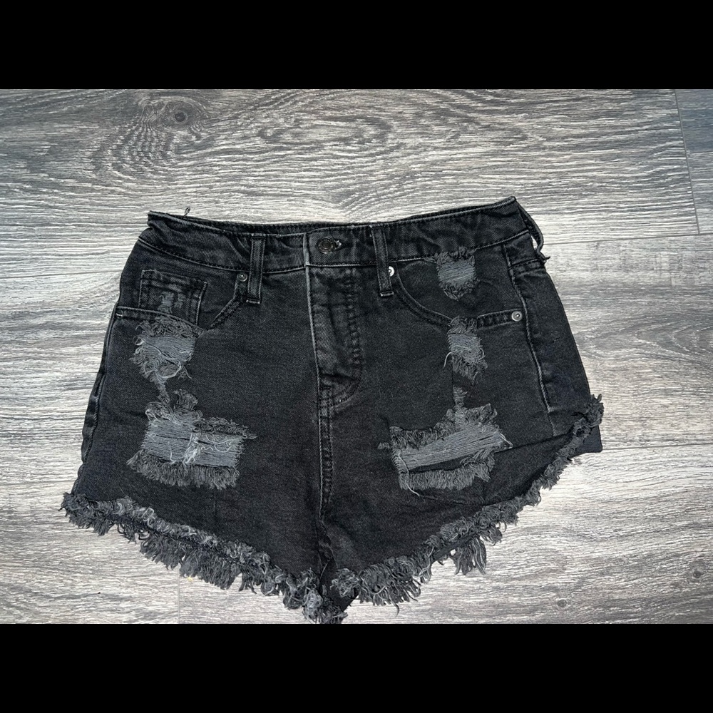 Black jean shorts